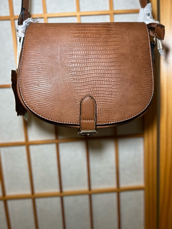 Alyssa Handbags - Alyssa Brown Crossbody Bag Vegan Leather Saddle Purse Textured Flap NWT